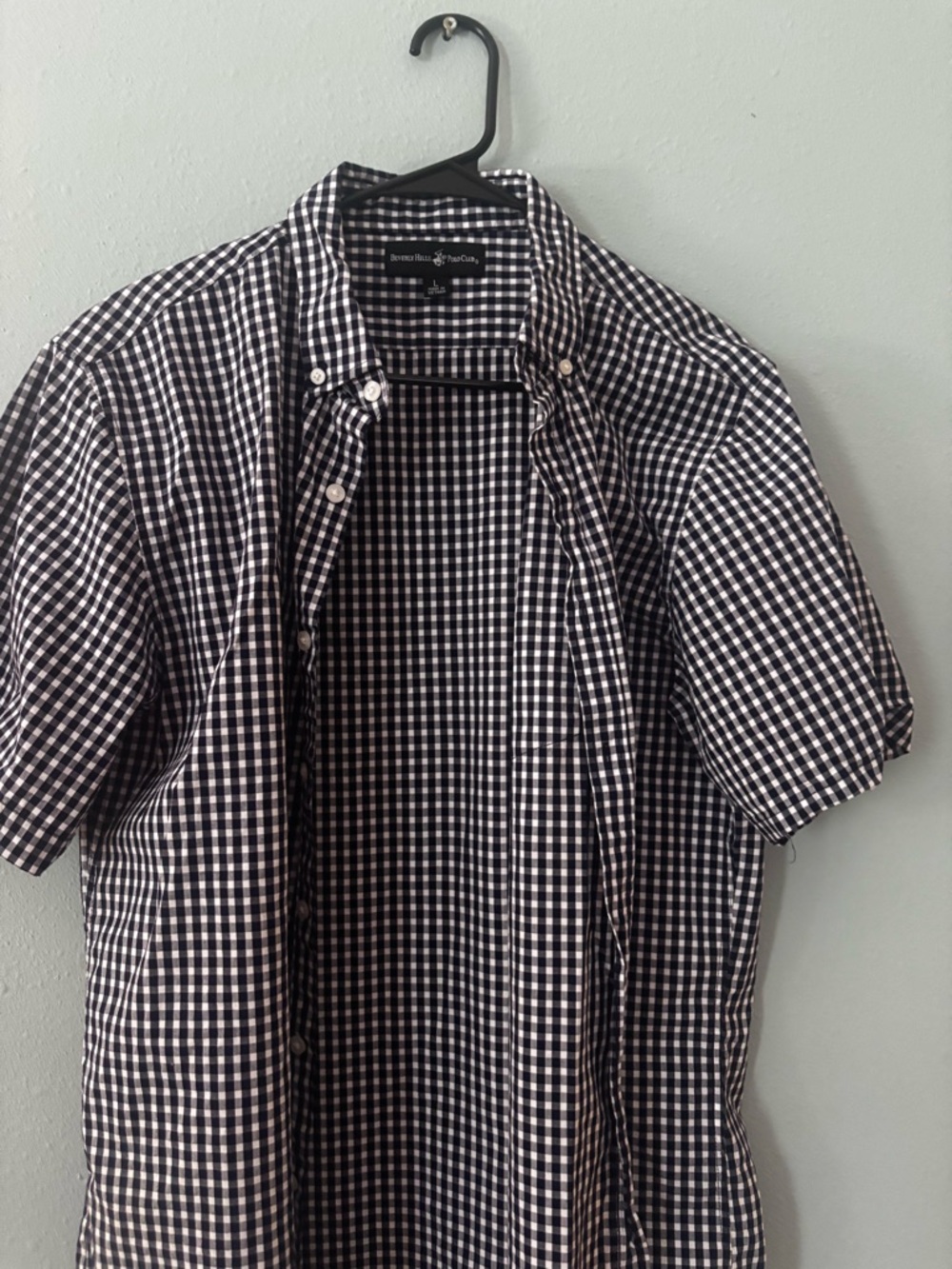 Beverly Hills Polo Club Black & White Gingham Short-Sleeve Button-Down Shirt